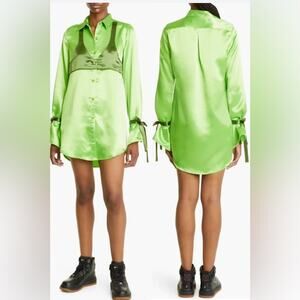 Sammy B Michelle Long Sleeve Satin Mini Shirtdress